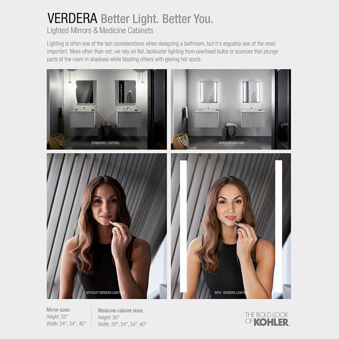 KOHLER Verdera 40 in. Lighted Mirror The Home Depot